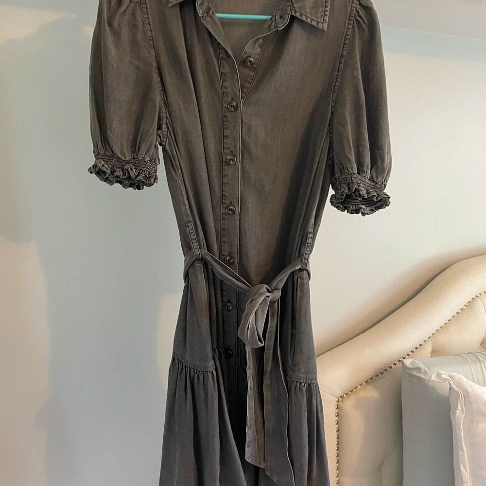 Entro Charcoal Button-Up Mini Dress